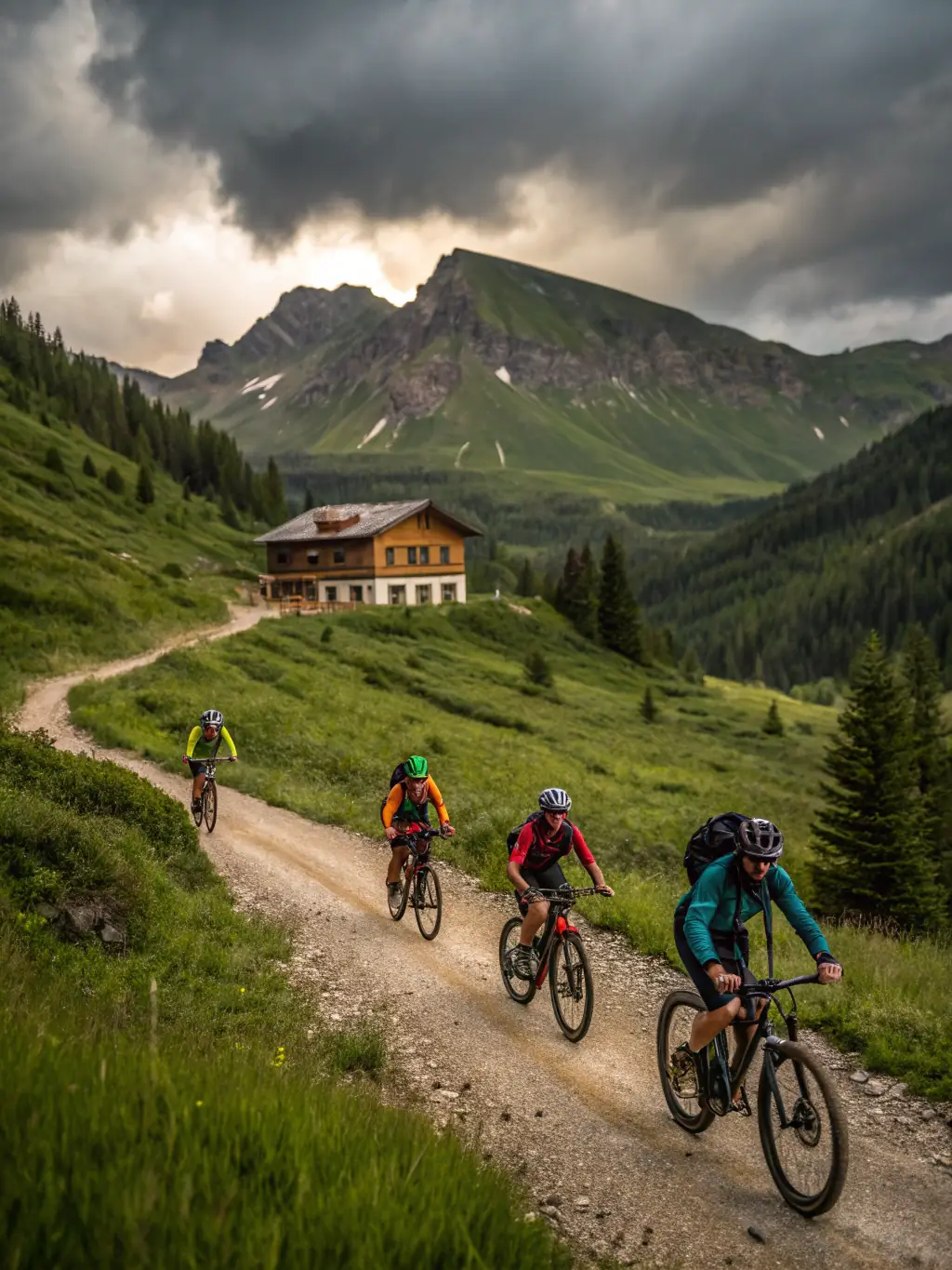 A diverse group of quad bikers enjoying a recreational ride in a designated area, emphasizing the inclusive and community-oriented aspect of the club.