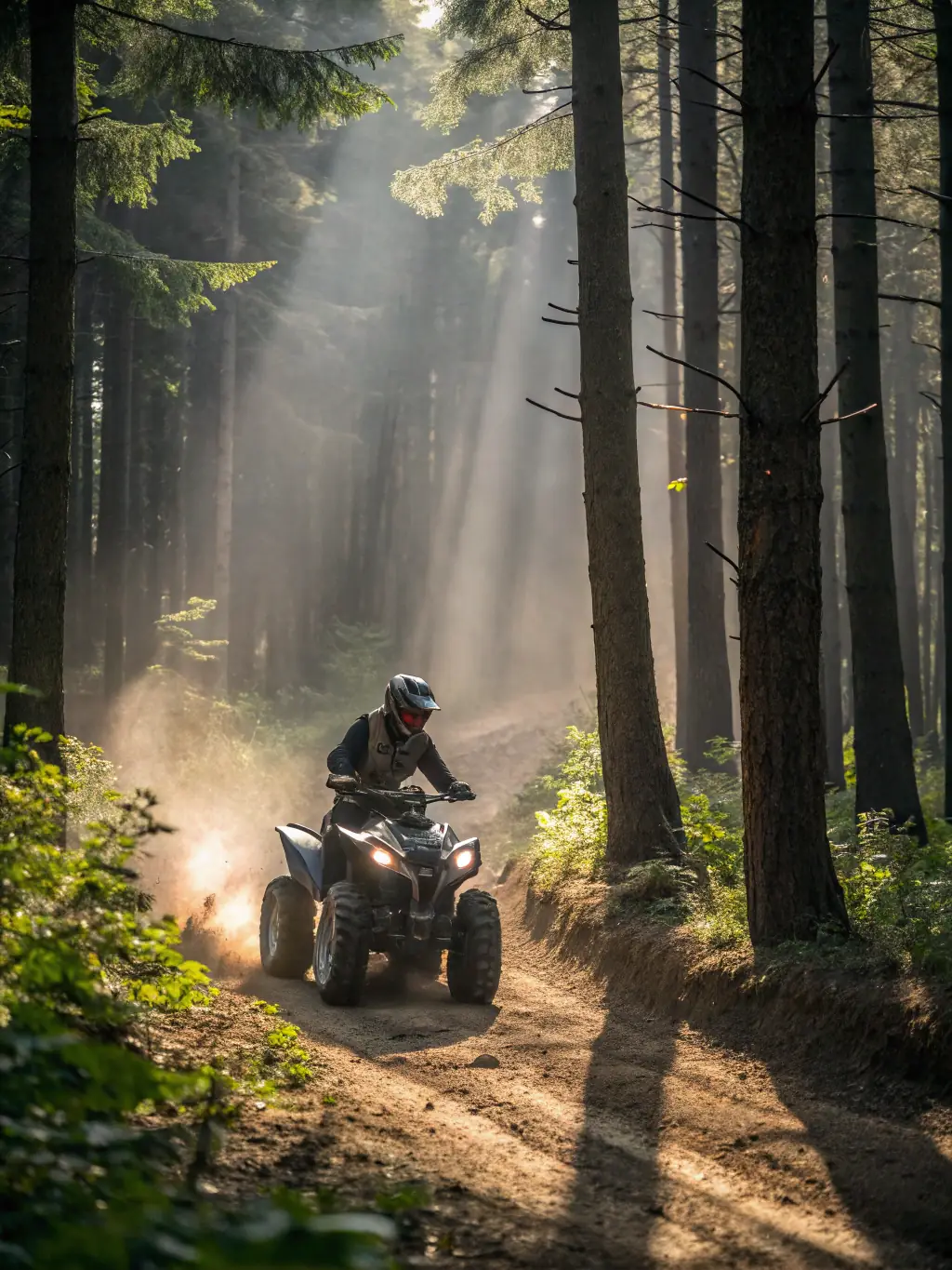 An image of a quad bike expert demonstrating advanced riding techniques to a group of participants, emphasizing safety and skill development at ASSOC QUAD CLUB STEPHANOIS.